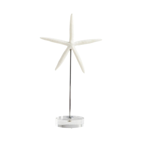 Royal Sea Star Sculpture | White And Polished Nickel - Small