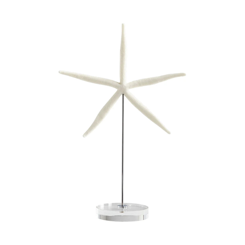 Royal Sea Star Sculpture | White And Polished Nickel - Medium