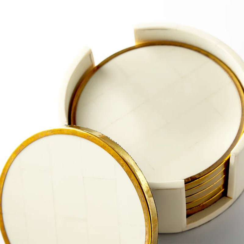 Gatsby Coasters | Brass & White