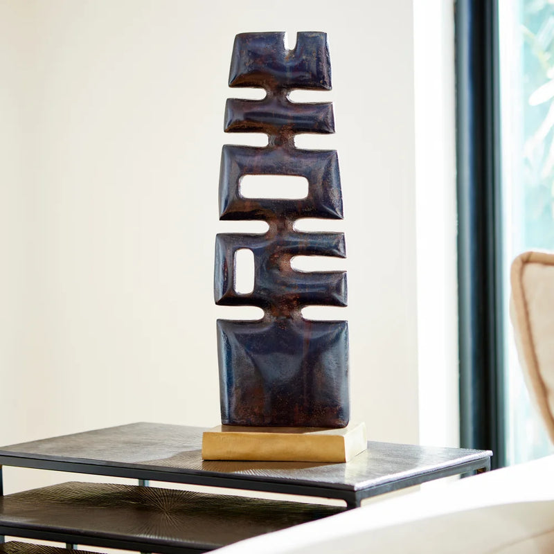 Chamberlin Sculpture | Cobalt Blue And Antique Brass