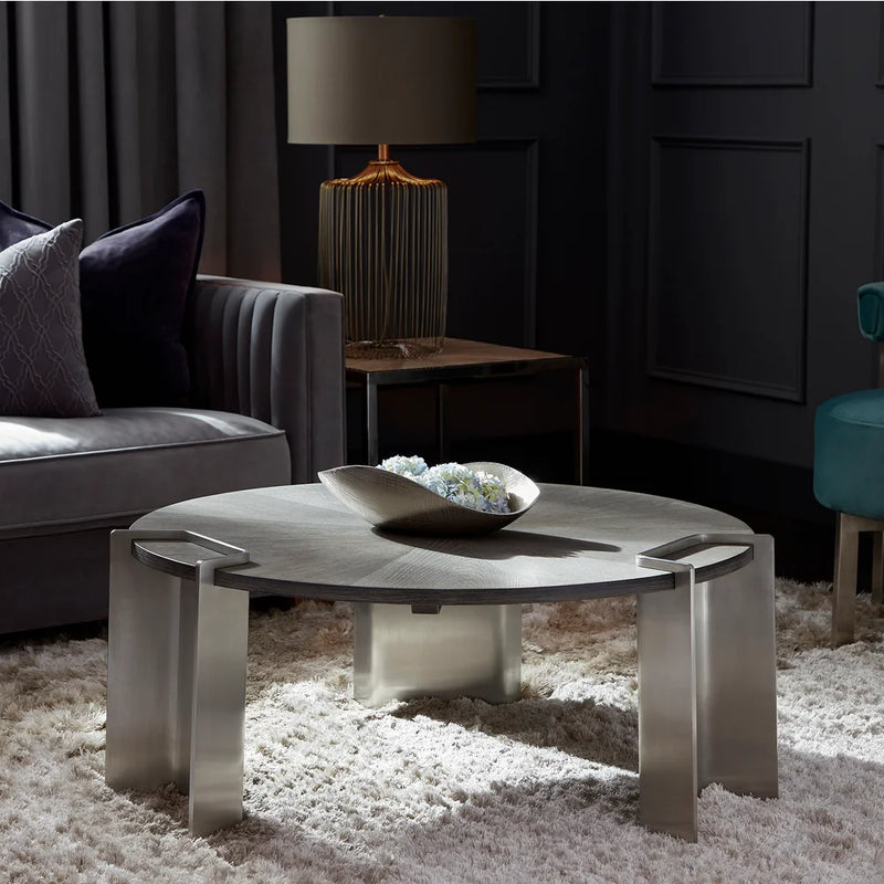 Arca Coffee Table | Weathered Oak And Stainless Steel