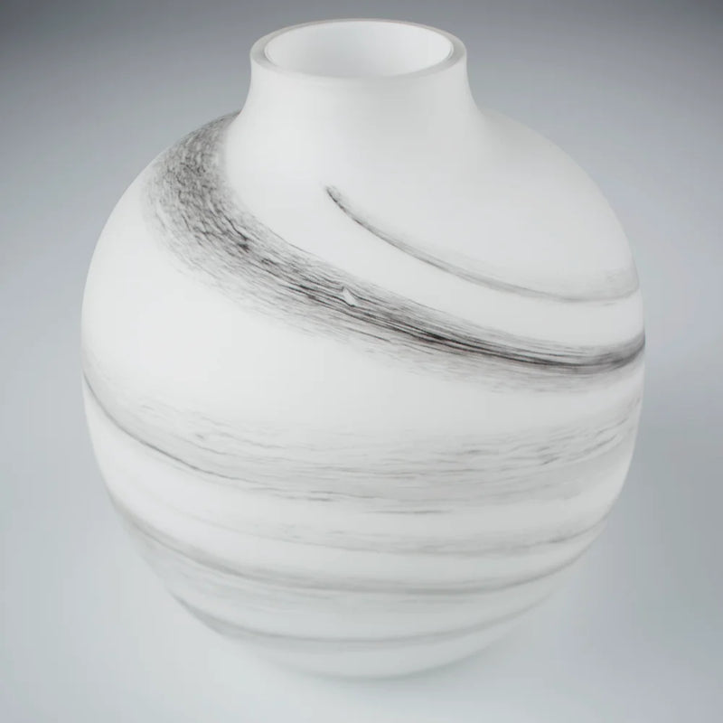 Moon Mist Vase | White And Black Swirl - Medium