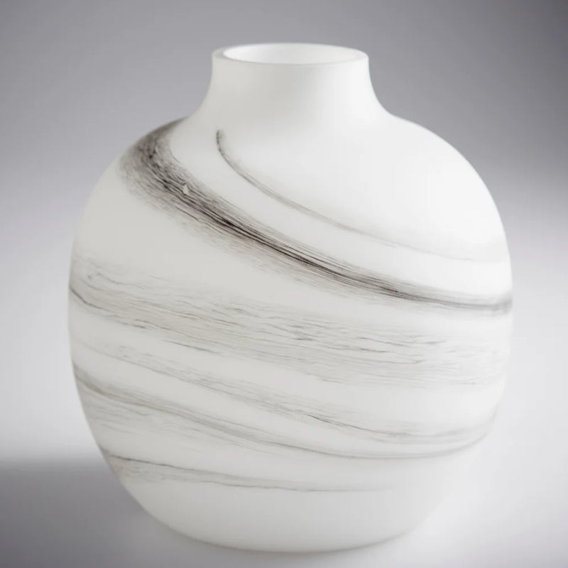 Moon Mist Vase | White And Black Swirl - Medium