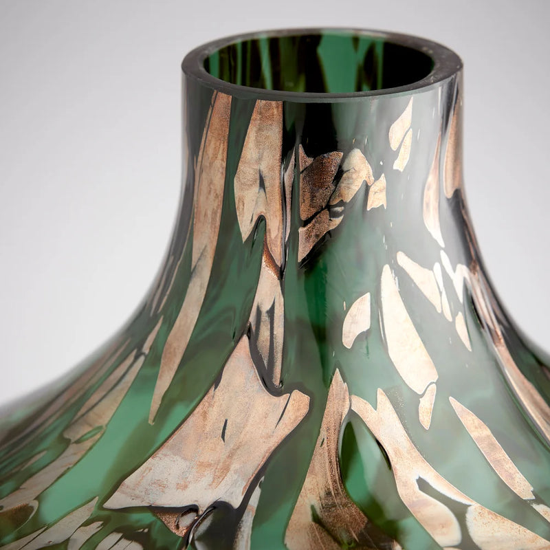 Maisha Vase | Green And Gold - Medium