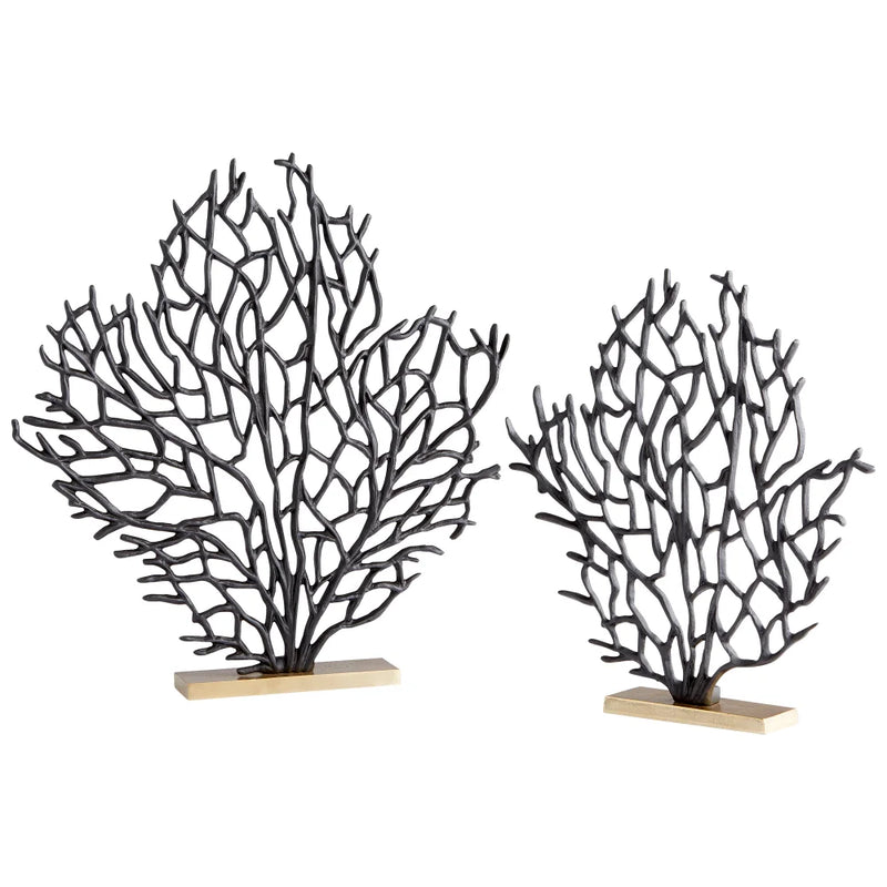 Bonzai Sculpture | Matt Black And Gold - Small