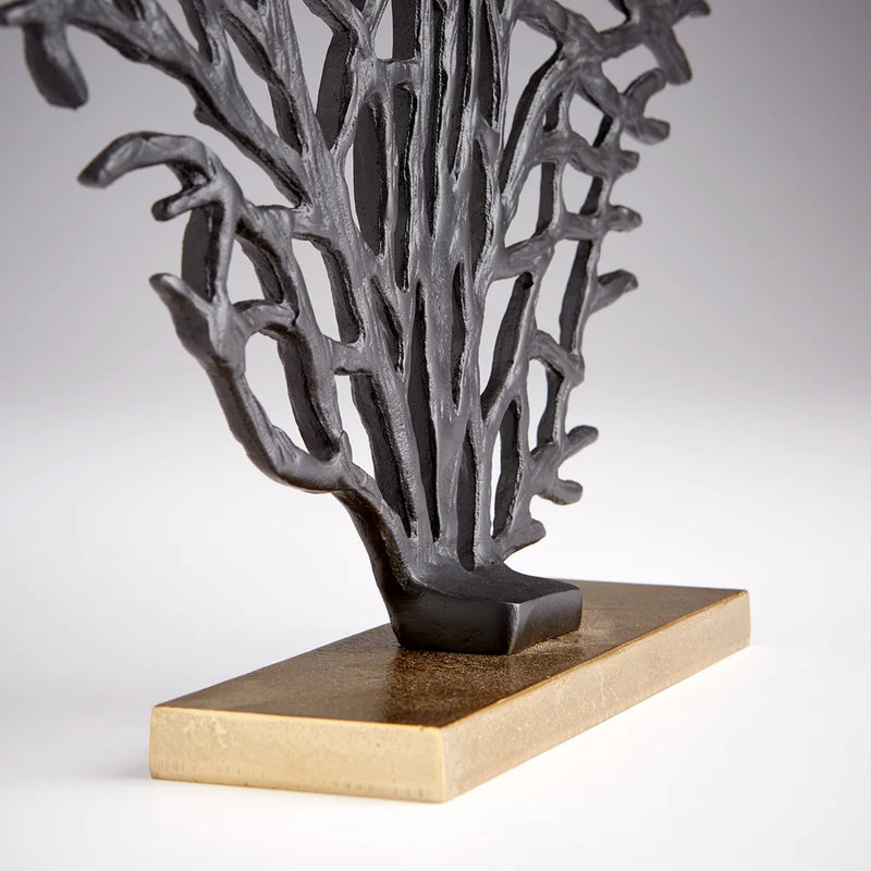 Bonzai Sculpture | Matt Black And Gold - Medium