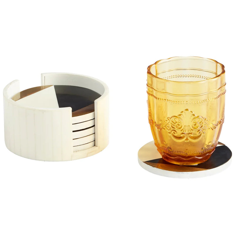 Modametric Coasters | Black, Gold & White