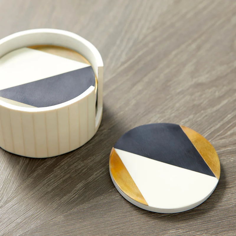 Modametric Coasters | Black, Gold & White