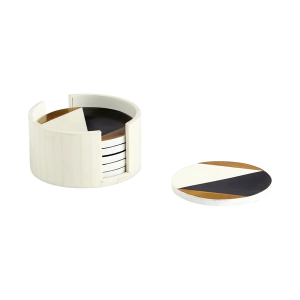 Modametric Coasters | Black, Gold & White