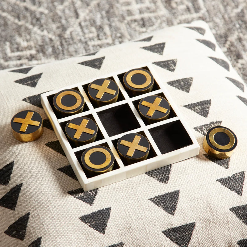 Noughts & Crosses Sculpture | Black - Gold - White