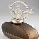 Round Viewleaf Sculpture | Black Onyx And Nickel - Small