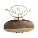 Round Viewleaf Sculpture | Black Onyx And Nickel - Small