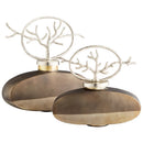 Round Viewleaf Sculpture | Black Onyx And Nickel - Small