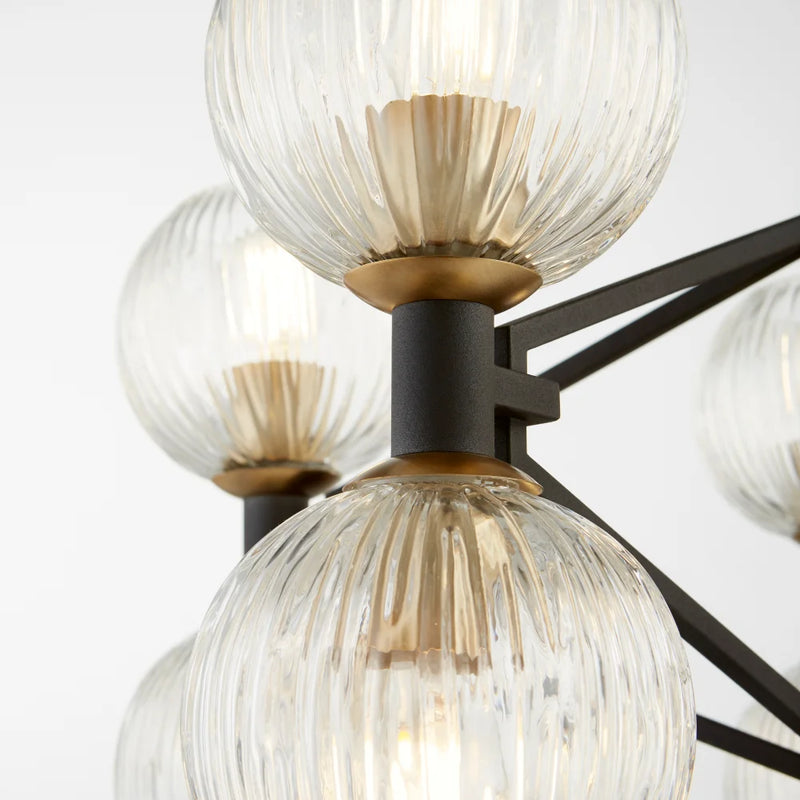 Helios Chandelier | Black & Aged Brass - Small