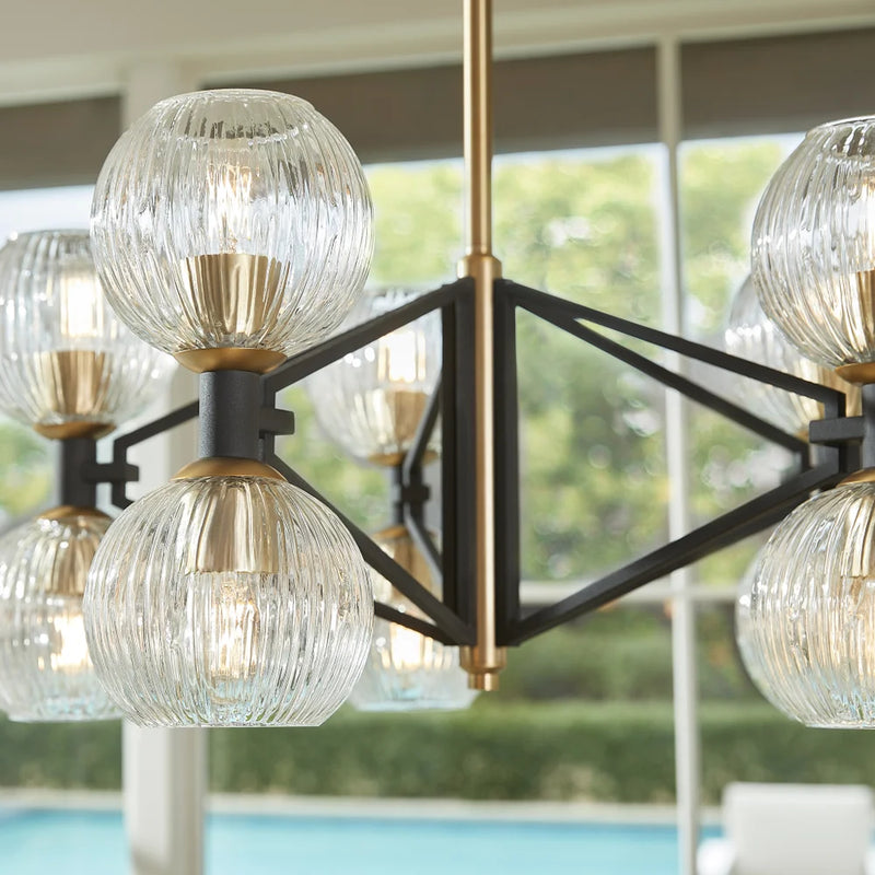 Helios Chandelier | Black & Aged Brass - Small