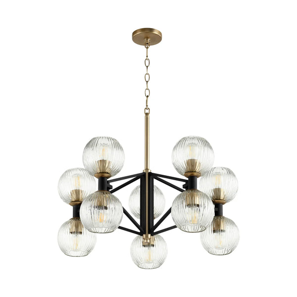 Helios Chandelier | Black & Aged Brass - Small