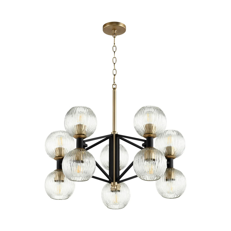 Helios Chandelier | Black & Aged Brass - Small