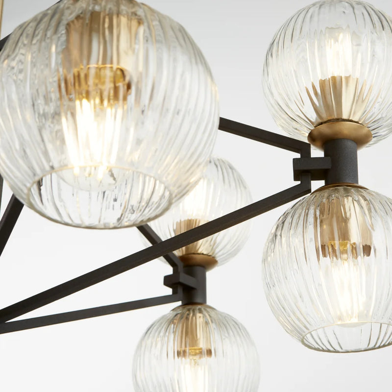 Helios Chandelier | Black & Aged Brass - Large