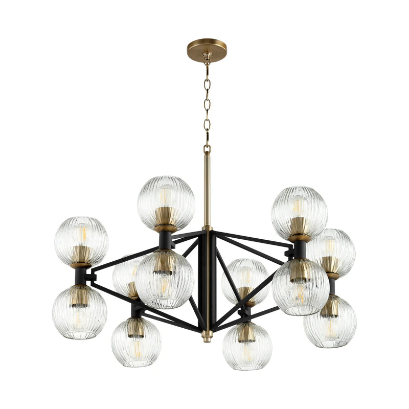 Helios Chandelier | Black & Aged Brass - Large