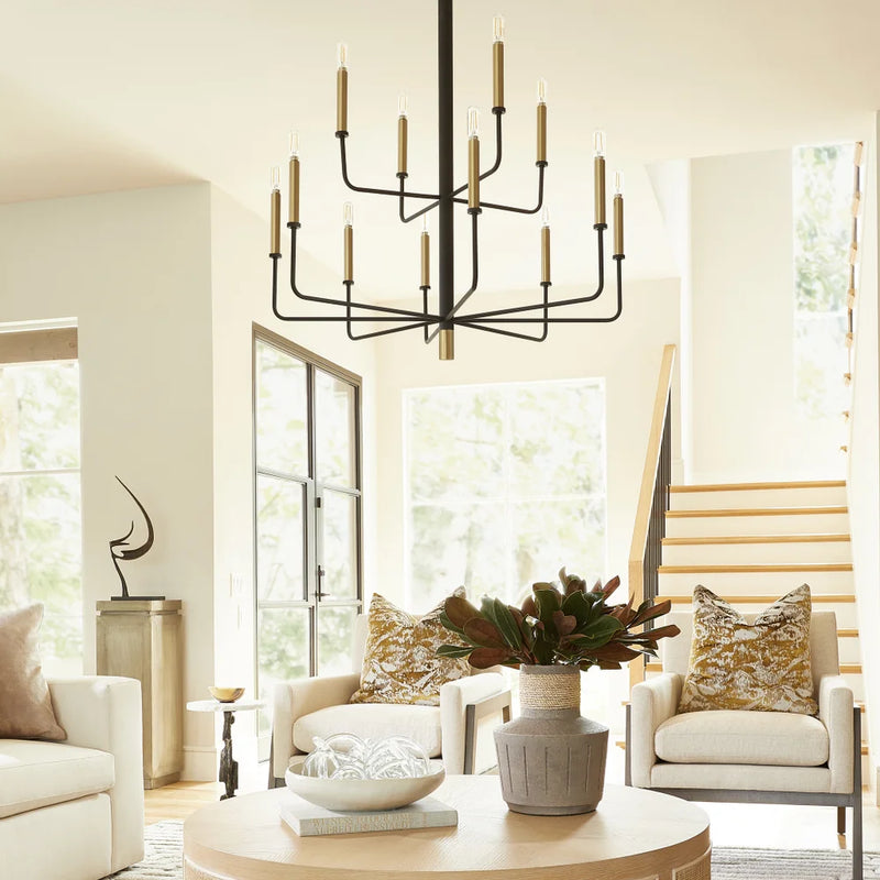 Apollo Chandelier | Noir & Aged Brass - Medium