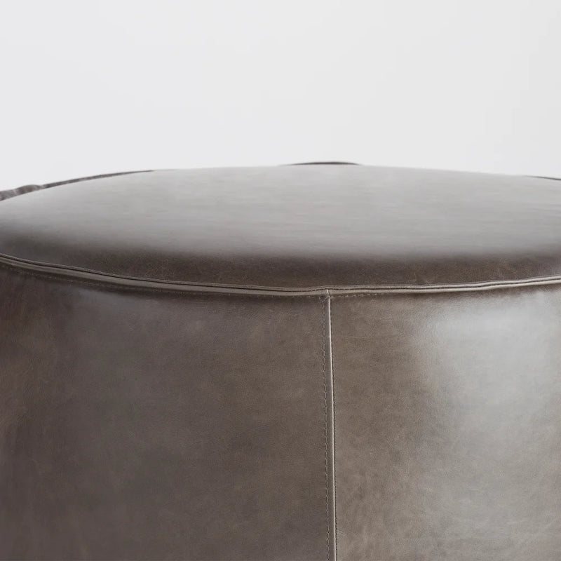 Lusso | Round Pouf - Grey