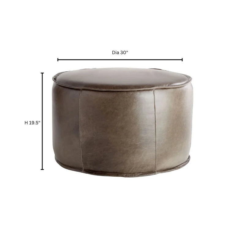 Lusso | Round Pouf - Grey