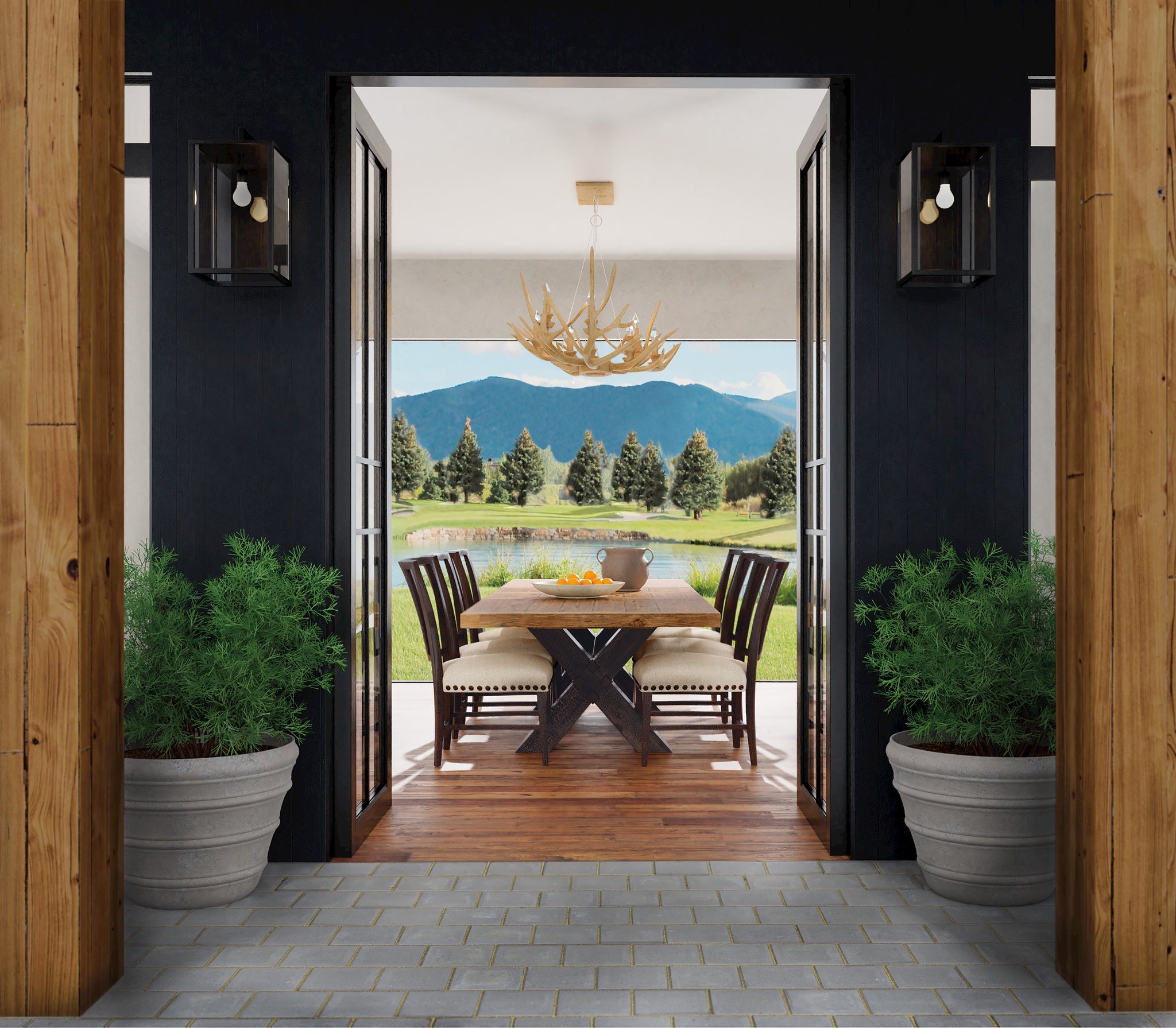 Casual Dining Big Sky Trestle Dining Table | with 2 x 20” leaves