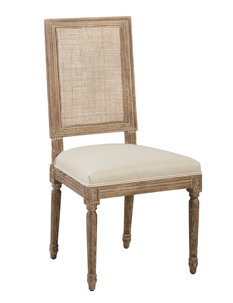 Linen & Oak Caned Back Side Chair