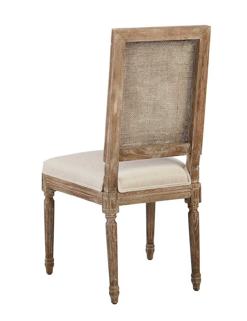 Linen & Oak Caned Back Side Chair